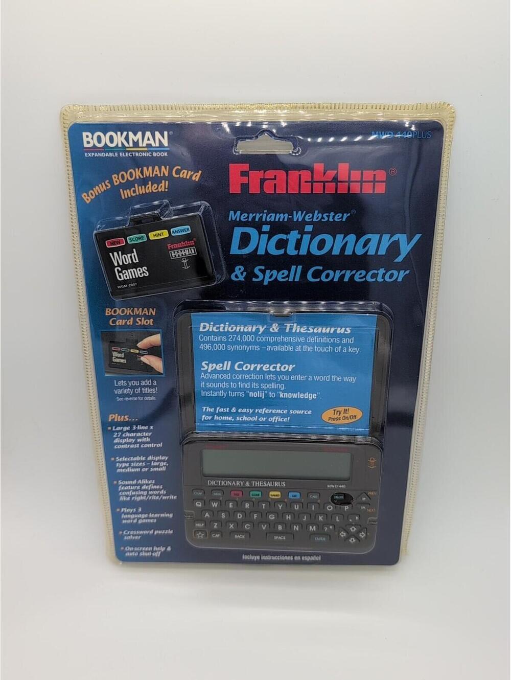 Franklin Bookman Merriam-Webster DictionaryThesaurus MWD-440 Plus MGM 2037 Game